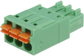 FMC 1,5/ 3-ST-3,81, Съемная клеммная колодка, 3.81 мм, 3 вывод(-ов), 24AWG до 16AWG, 1.5 мм², Вставной, 8 А