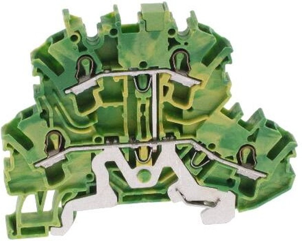 2002-2207, 2-уровн. клемма, 0,25 - 2,5 (4) мм2, желто-зелёная, PE