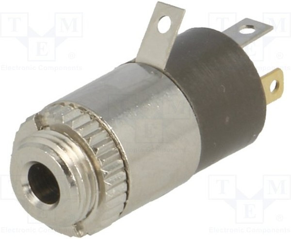 1500 01, Гнездо, Jack 2,5мм, "мама", stereo, Контактные группы 4, прямой