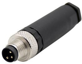 RND 205-01138, Circular Connector, M8, Plug, Straight, Poles - 3, Screw, Cable Mount