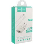 Блок питания (сетевой адаптер) HOCO C11 с 1 USB портом 1,0 A с microUSB кабелем белый