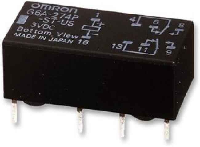 G6AU-274P-ST-US DC24, Сигнальное реле, 24 В DC, DPDT, 2 А, G6A, Сквозное Отверстие, Одиночная Катушка с Защелкой G6AU-274P-ST-US DC24, Сигнальное реле, 24 В DC, DPDT, 2 А, G6A, Сквозное Отверстие, Одиночная Катушка с Защелкой