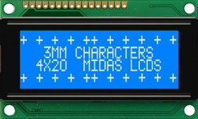 MC42004A6WK-BNMLW-V2, MC42004A6WK-BNMLW-V2 Alphanumeric LCD Alphanumeric Display, 4 Rows by 20 Characters