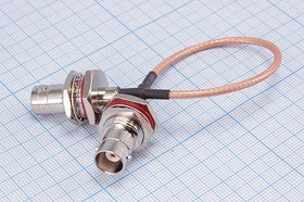 Высокочастотный переходник гнездо BNC на панель на гнездо BNC на панель, кабель RG316, длина0.15 м; Q-15783 шнур гн BNC пан-гн BNC пан\0,15м