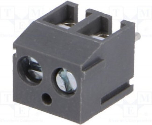 TB-3.8-P-2P-GY, Зажимная рейка для печатных плат, угловой 90°, 3,81мм, на PCB TB-3.8-P-2P-GY, Зажимная рейка для печатных плат, угловой 90°, 3,81мм, на PCB