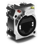 RJX8FB5HRGB, Гнездо, RJ45, XLRnet, Кат: 5e, с LED, с кнопкой, THT, угловой