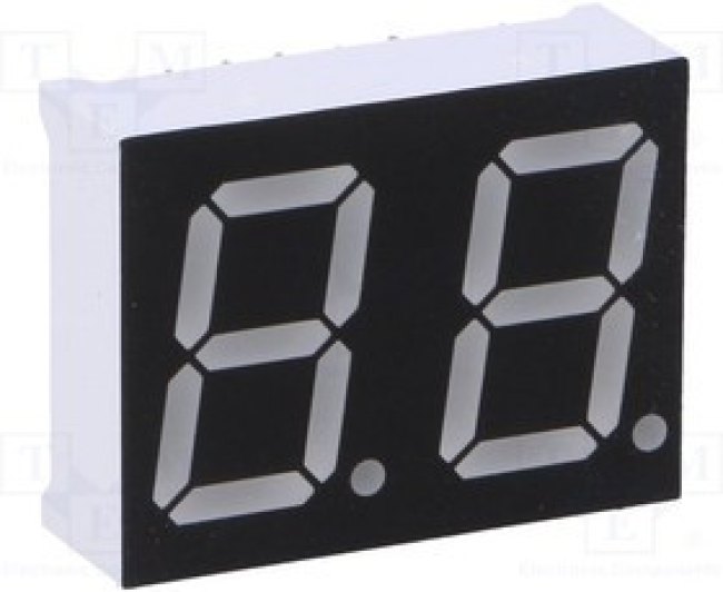 OPD-D5630LB-BW, Дисплей: LED, 7-сегментный, 14,2мм, 0,56", II.зн: 2, синий, 80мкд