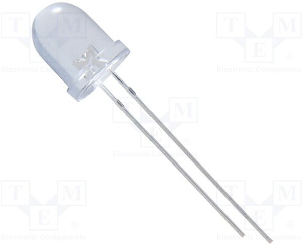 NTE30058, LED; 8mm; blue; 1500mcd; 35°; Front: convex; 3.5?4V; Pitch: 2.54mm