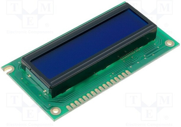 RC1602A-BIW-CSV, Дисплей ЖКД, алфавитно-цифровой, STN Negative, 16x2, голубой