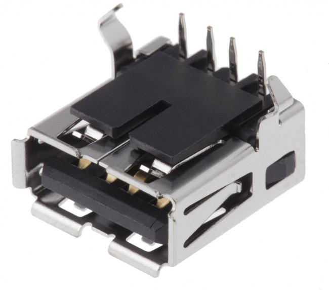 1903814-1, Straight, Through Hole, Socket Type A USB Connector