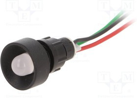 LRG-D10-230ACWK, Индикат.лампа: LED, вогнутый, 230ВAC, Отв: d13мм, IP40, пластик