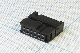 Разъем (IDC) IDC-12F розетка, шаг P2.54x2.54, контакты 12HP, на шлейф, IDC-12F