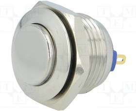 V16-12H-S, Переключатель антивандальный, 1, SPST-NO, 2A/36ВDC, IP65, 16мм