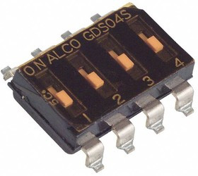 1825006-7, Switch DIP OFF ON SPST 4 Flush Slide 0.025A 24VDC Gull Wing 1000Cycles 2.54mm SMD Tube 1825006-7, Switch DIP OFF ON SPST 4 Flush Slide 0.025A 24VDC Gull Wing 1000Cycles 2.54mm SMD Tube