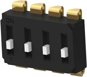 EDS04SNNNTR04Q, DIP / SIP переключатель, приподнятый, 4 схем(-а), Ползунок, SMD (Поверхностный Монтаж), SPST, 24 В