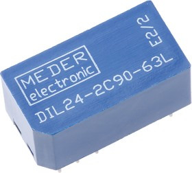 DIL24-2C90-63L, PCB Mount Reed Relay, 24V dc Coil, DPDT, 175V dc Max, 0.5 A Max, 2000