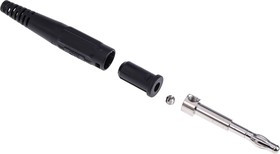 64.9195-21, Black Male Banana Plug, 4 mm Connector, Screw Termination, 32A, 30 V, 60V dc, Nickel Plating