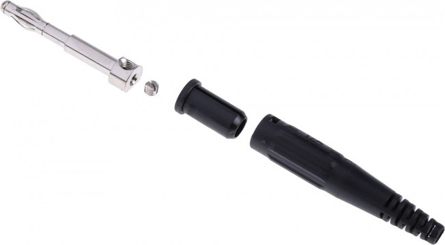 64.9195-21, Black Male Banana Plug, 4 mm Connector, Screw Termination, 32A, 30 V, 60V dc, Nickel Plating