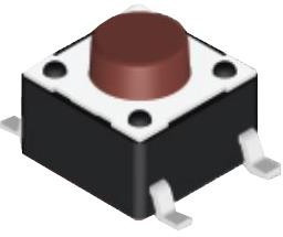 DTSM-66N-V-B, Tactile Switches 6x6 160gf BROWN SMT