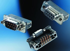 154244, TMC 25 Way Right Angle SMT D-sub Connector Socket, 2.76mm Pitch, with 4-40 UNC Inserts