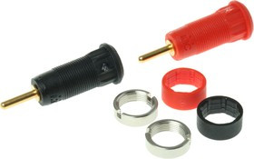 20984, Black, Red Female Banana Socket, 2mm Connector, Screw Termination, Gold Plating