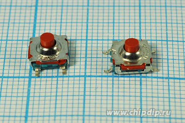 Тактовая кнопка влагозащищённая на поверхностный монтаж, 7.2x 7.2x 4.8 мм; №2565 ПКнТакт 7,2x 7,2x 4,8\h 0,8\\NO\\SMD\WSTP050\влаг