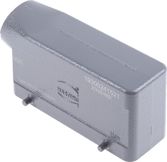 19300241521, Разъем для тяжелых условий, M25 ввод сбоку, 4 штыря, низкопрофильный, Hood, Side Entry