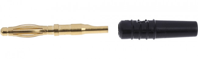 22.2010-21 22.1009, Black Male Banana Plug, 2mm Connector, Solder Termination, 10A, 30 V, 60V dc, Gold, Nickel Plating