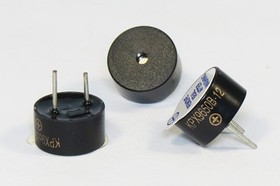 Зуммер магнитоэлектрический с генератором, размер 10x 5, напряжение 12В, частота 2.7кГц, контакты 2P