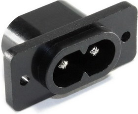 AC-034, Разъем питания серии AC, вилка 2-х полюсная с фланцами, 10А 250В