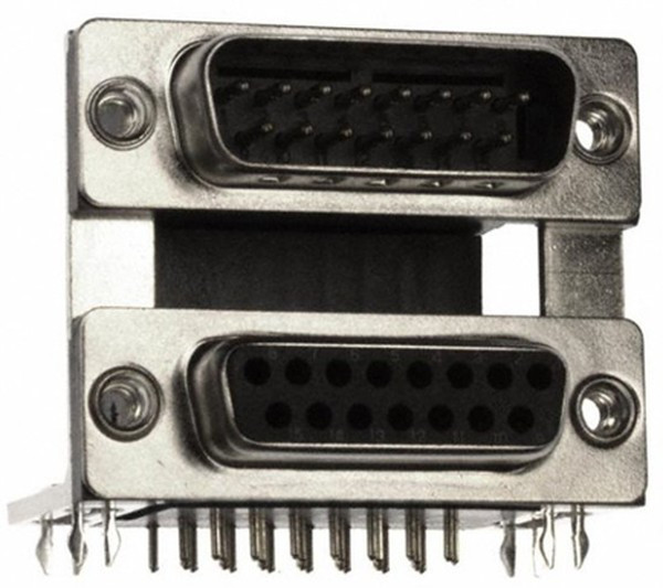 189-015-413R571, D-Sub Dualport Connectors 15P Male/Female .625" Spacing
