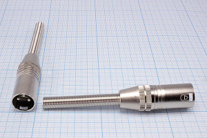 Штекер микрофонный XLR три контакта на кабель, пружинный ввод QTDZ366; №1693 штек мик XLR\3P\каб\\пруж [Al]\QTDZ366