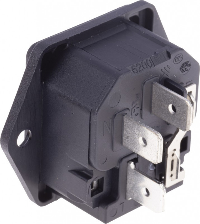 6200.2300, AC Power Entry Modules SCREW 1-POLE .250 QC Socket and fusedrawr