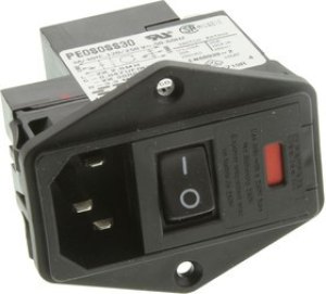 6609104-9, Filtered IEC Power Entry Module, IEC C14, General Purpose, 3 А, 250 В AC, 2-Полюсный выключатель 6609104-9, Filtered IEC Power Entry Module, IEC C14, General Purpose, 3 А, 250 В AC, 2-Полюсный выключатель