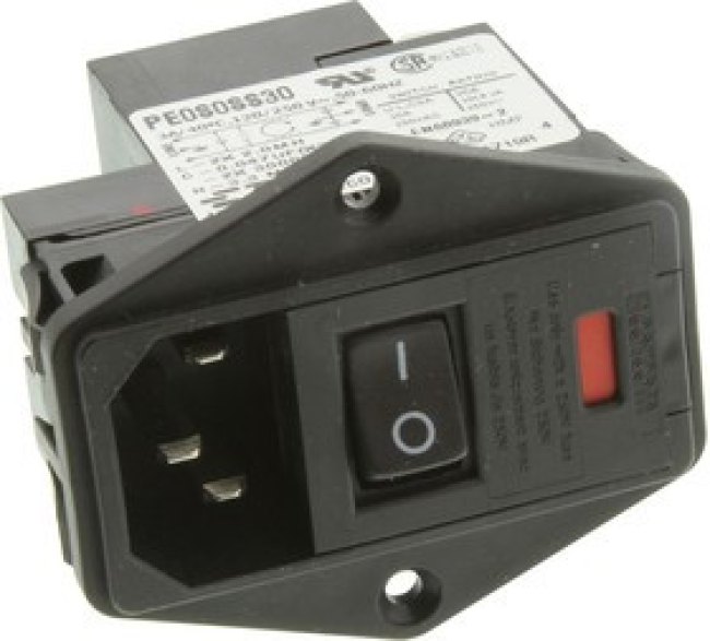6609104-9, Filtered IEC Power Entry Module, IEC C14, General Purpose, 3 А, 250 В AC, 2-Полюсный выключатель 6609104-9, Filtered IEC Power Entry Module, IEC C14, General Purpose, 3 А, 250 В AC, 2-Полюсный выключатель