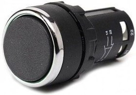 MB200DH, Кнопка нажимная моноблочная чёрная 22 мм, IP 40, 1НЗ