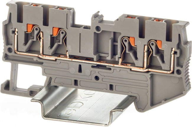 VPR-2.5-QUATTRO-GY, Клемма проходная , зажим push-in, 4 точки подключения, 2.5 кв.мм, серая