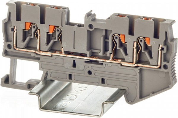 VPR-2.5-QUATTRO-GY, Клемма проходная , зажим push-in, 4 точки подключения, 2.5 кв.мм, серая