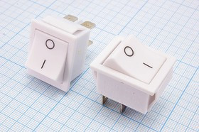 Клавишный выключатель 2-х полюсный ,без подсветки ,белый 220В/15А, c фиксацией; №1058 W Пкл\\15\ON-OFF\\бел\ бел\\4T\RS201-1CB\