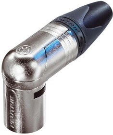 NC4MRX-BAG, XLR Connectors 4P MALE RT ANGLE BLK/SILVER