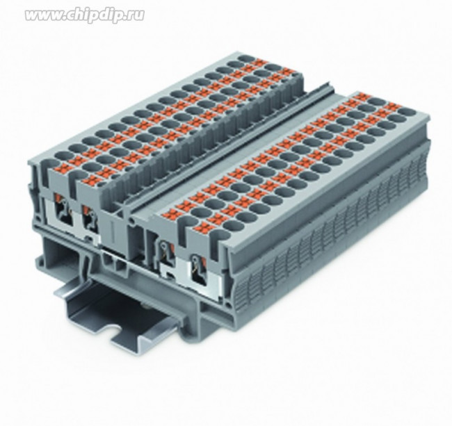 TP2.5-4-GY, Клемма на DIN-рейку push-in. 2.5 мм2 4 конт. проходная серая