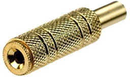 1-085G, гнездо аудио 3.5мм стерео металл на кабель "позолоченный"
