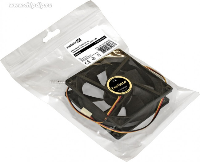 EX166175RUS, Вентилятор 12В DC ExeGate EX09225S3P (92x92x25 мм, Sleeve bearing (подшипник скольжения), 3pin, 2100RPM, 25dBA) EX166175RUS, Вентилятор 12В DC ExeGate EX09225S3P (92x92x25 мм, Sleeve bearing (подшипник скольжения), 3pin, 2100RPM, 25dBA)