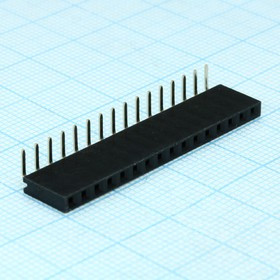 DS1024-1X16R2, (PBS-16R), Гнездо на плату угловое 1x16 конт., шаг 2.54 мм., длина 8.5мм
