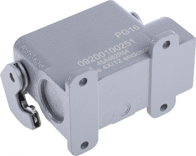 09200100251, Корпус для разъемов HAN, Han, размер 10А, Фиксация с защелкой