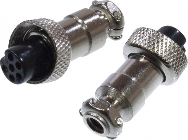 1-565-6, Разъем MIC-12 6 контактов гнездо металл на кабель