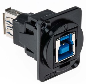 Straight, Panel Mount, Socket to Socket Type B to A 3.0 USB Connector