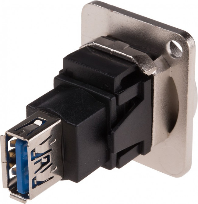 Straight, Panel Mount, Socket to Socket Type B to A 3.0 USB Connector