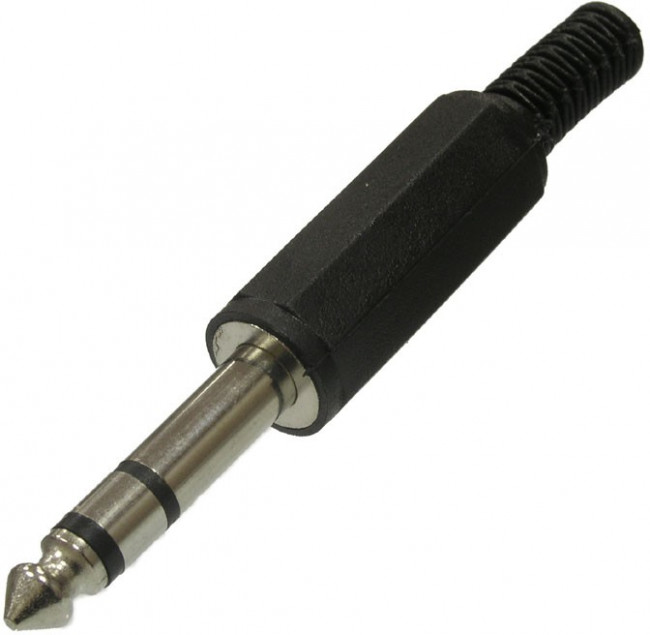 SZC-0053 STEREO 6.35 MM, Разъём аудио штекер стерео 6.35 мм, чёрный