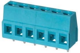 TB004-508-06BE, Fixed Terminal Blocks Terminal block, screw type, 5.08 , horizontal, 6 poles, CUI Blue, slotted screw, PCB mount